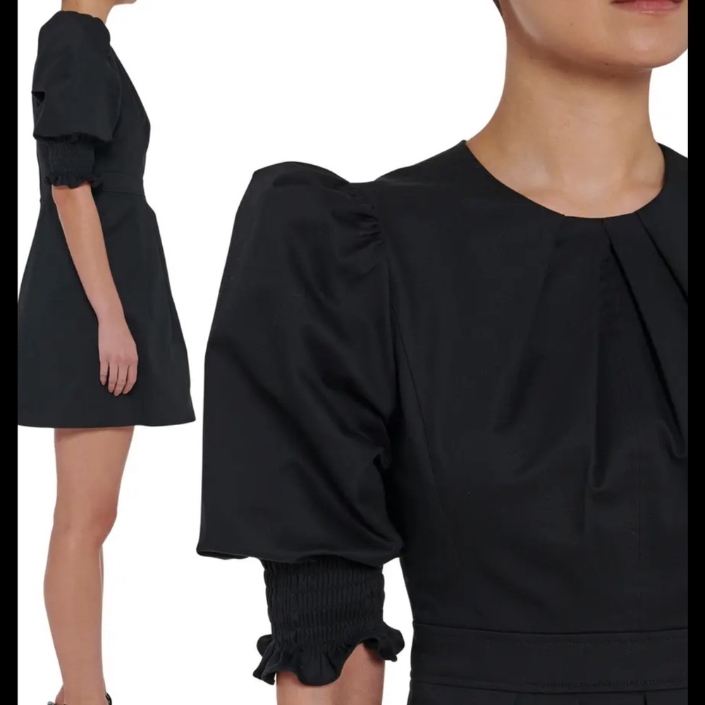 Toccin Women’s Puff Sleeve Cotton Mini Dress | Size 4 | Black (Jet)